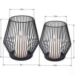 Candelabro de luz de té de alambre de METAL negro para decoraciones de boda - Product Image 1