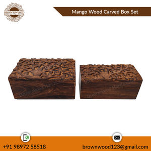 Juego de 2 cajas de madera de mango artístico de calidad superior de Venta caliente Juego de cajas de madera de color quemado Venta directa de fábrica a precio mayorista - Product Image 4