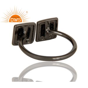 Anillo de plata de primera ley con forma de pirámide para mujer, sortija, plata esterlina 925, oxidado, color negro - Product Image 4