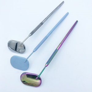 Espejo de maquillaje de acero inoxidable personalizable, espejo de extensión de pestañas cuadrado y ovalado con logotipo personalizado - Product Image 4