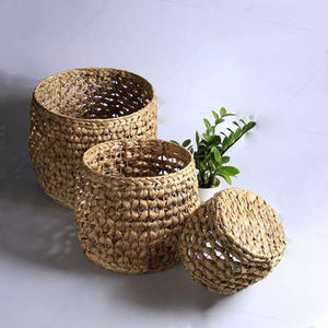 Cestas de almacenamiento de algas marinas modernas tejidas a mano, cestas de almacenamiento de jacinto de agua hechas a mano de Vietnam, cesta de lavandería para decoración del hogar - Product Image 2