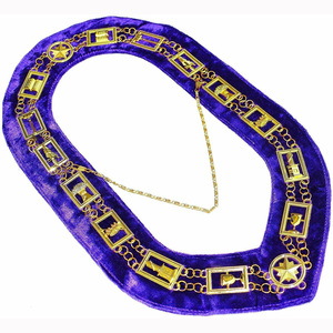 Best Quality Premium Luxury Masonic Regalia Customizable Gold Lapel Chain Safety Pin 3D Printed Embroidery Magnet Master Design - Product Image 2