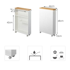 Chariot de rangement nordique en bois et métal, chariot de cuisine, avec roulettes, livraison gratuite - Product Image 6