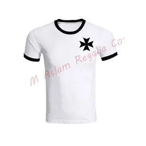 フリーメーソンナイトレガリアTシャツブラックマルタクロスの白いシャツ | フリーメーソンカスタムエンブレムTシャツ