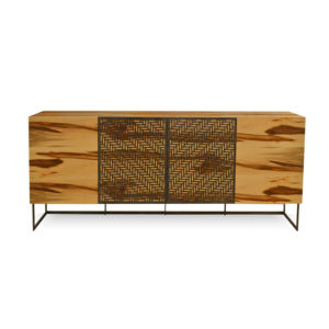 Ajax-Aparador de madera sólida para Buffet, conjunto de comedor de 4 puertas, pata Base de Metal personalizada, Mindi moderno, arce sólido mindi - Product Image 2