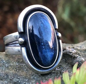 แหวนเงินพลอยไคยาไนต์ธรรมชาติ925แข็งแหวนพลอยธรรมชาติเครื่องประดับ ODM - Product Image 1