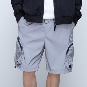 Pantalones Cortos Cargo Grises para Hombre, Cintura Media, Cordón Ajustable, Secado Rápido, Estilo Casual, con Bolsillos - Product Image 6
