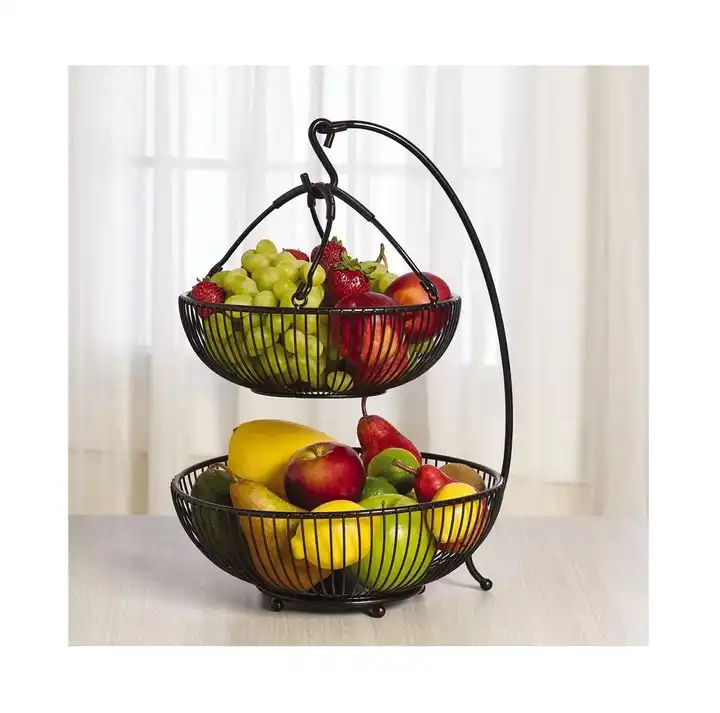 countertop fruit basket bowl 2-tier round
