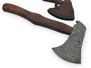 Hacha de acero de Damasco de grado industrial, hacha de Camping DIY con aplicaciones de corte, mango de madera - Product Image 3