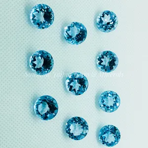 圆形灿烂切割天然黄玉 “批发出厂价优质刻面宽松” 13毫米天蓝色宝石IGI
