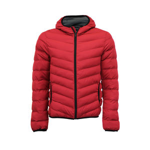 Veste bomber coupe-vent à capuche pour homme en toile avec applications en gros - Product Image 2