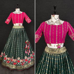 การเย็บปักถักร้อยแบบตาข่ายสำหรับเจ้าสาว,การผลิต Lehenga จากปากีสถาน - Product Image 4