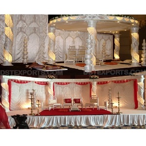 Mandap de mariage rond en cristal avec scène ouverte, dernier modèle, ensemble de scène de mandap de mariage brillant en cristal, magnifique ensemble de scène de mandap de mariage, Royaume-Uni - Product Image 1
