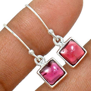 Handmade Statement Jewelry for Women Bezel Set Square Cut <b>Red</b> Garnet <b>Drop</b> <b>Earrings</b> Stylish Sterling Silver Statement Pieces ODM - Product Image 1