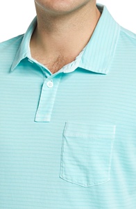 Chemise décontractée à manches courtes pour homme, 100 % coton tricoté 200 g, anti-boulochage, imprimé numérique, rayures teintes en fil, été - Product Image 4