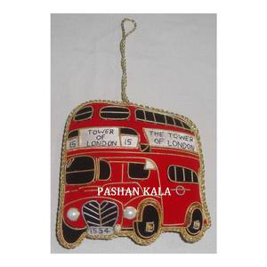 Hand Embroidery Christmas Bus Shape Ornament - Product Image 1