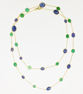 Custom-made 925 Sterling Silver Gold Plated Lightweight Wholesaler Everyday Wear Supplier Cabochon Tanzanite Gemstones <b>Necklaces</b> - Product Image 3