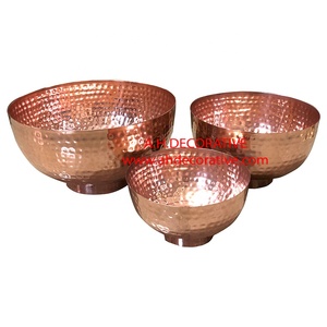 สง่างามที่มีคุณภาพสูงโลหะโค้งมนทำด้วยมือตอกการออกแบบที่มีทองแดงจบอาหารถาดเสิร์ฟ - Product Image 3