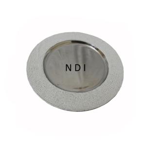 Placa de cargador de acero inoxidable con Servidor de alimentos redondeado Decoración de borde con cuentas de cristal ecológica Pedido mínimo 100 piezas - Product Image 2