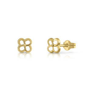 Pendientes de moda de oro sólido de 9K para mujer y niño, 10K, 14K, 18K, flor de CZ, Clip para la oreja, tornillo trasero hecho en España - Product Image 2