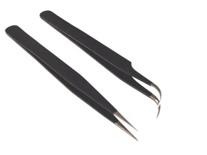 Juego de pinzas para extensión de pestañas de acero inoxidable de primera calidad, diseño recto y curvo - Product Image 3