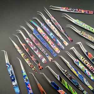 Pinzas de extensión de pestañas puntiagudas personalizables Opción de logotipo personalizado de acero inoxidable sólido recubierto de papel para el cuidado de pestañas de volumen - Product Image 3