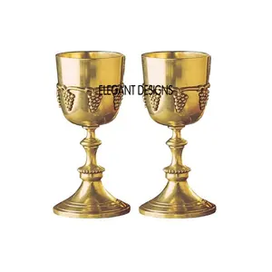 手工黄铜压花酒杯高脚杯花式印度桌面派对装饰手工批发黄铜压花酒杯