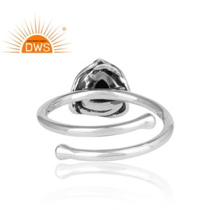 แหวนเงินแท้ 925 ดีไซน์หรูหรา ประดับด้วยลาพิส ลาซูลี ชุบออกซิไดซ์ สามารถสวมซ้อนกันได้ เหมาะสำหรับผู้หญิง - Product Image 5