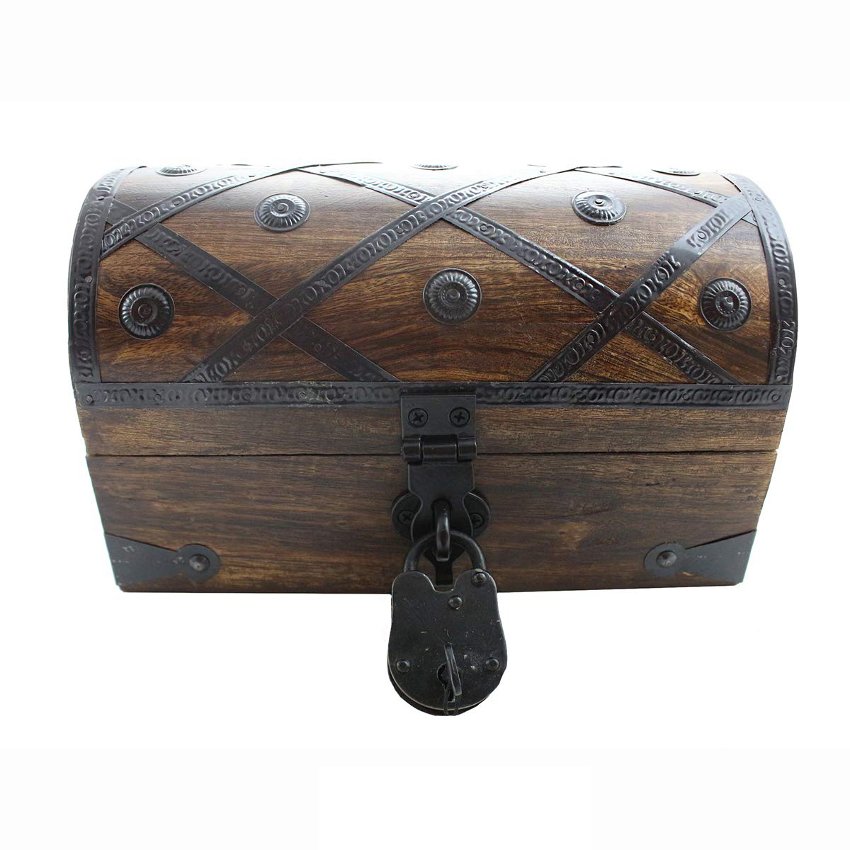 Coffre Au Trésor En Bois Pour Enfant - 23.5x16x10 Cm - Serrure à Combinaison 3 Chiffres - Décoration Pirate Ou Rangement