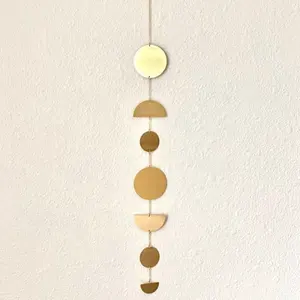 NIEN-Colgante de pared para decoración del hogar, fase de sol y luna, de latón, dorado, para oficina, Hotel, habitación de niños, hecho a medida, precio de fábrica, novedad