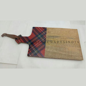 Tabla de cortar madera de tamaño Natural personalizada, con mango de Metal, tabla para picar Acacia, disponible - Product Image 2