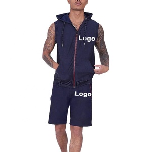 Conjunto de camiseta y pantalones cortos de algodón para hombre, conjunto de 2 piezas con logotipo personalizado, temporada de verano, 2022 - Product Image 1