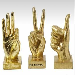 Ensemble de 3 sculptures en aluminium moulé, or brillant et poli, pièce maîtresse de mariage et accessoires de décoration de table. - Product Image 4