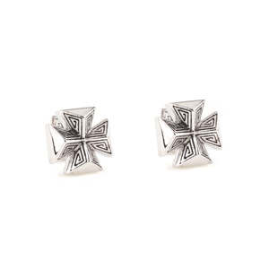 Boucles d'oreilles en argent sterling 925 au design personnalisé, petites boucles d'oreilles à clous simples, boucles d'oreilles à clous en forme de croix, bijoux pour femmes et hommes, bijoux unisexes - Product Image 2