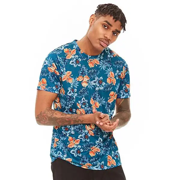 カスタムパターンデザインOEMの男性用高品質ポリエステル完全昇華Tシャツ