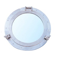 Grand miroir de hublot nautique en aluminium, style antique et de luxe, écologique et durable, pour décoration de fenêtre de restaurant côtier extérieur ou thème maritime