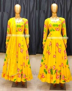 Robe maxi longue en lin, tissu imprimé à la mode, jupon en filet pour femmes - Product Image 5