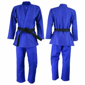 Bjj Gi สีฟ้าล้วนซื้อจำนวนมากโดยไม่มีโลโก้แบรนด์และแพทช์ชุด Jiu Jitsu ว่างเปล่าสีที่กำหนดเองและการออกแบบร้านค้าราคาโรงงาน - Product Image 1