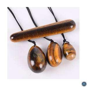 Juego de huevos de ojo de tigre Yoni con varita para mujer, Kegel, ejercicio para fortalecer el suelo pélvico, músculos y estiramiento vaginal - Product Image 1