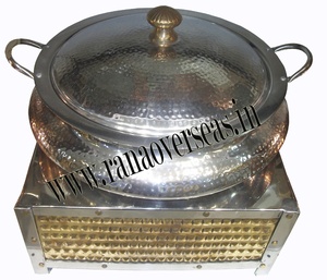 Chauffe-plat de bonne qualité pour hôtel Plat de service rond au design martelé pour mariage à l'hôtel - Product Image 3