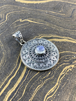 Pendentif ethnique en filigrane avec pierres de lune, en argent sterling 925, sertissage simple, qualité supérieure, unisexe, Inde, 6,2g, 3,5cm, toutes tailles