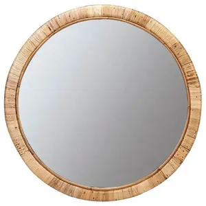 Miroir mural en rotin naturel, bricolage fait à la main, miroirs décoratifs, vente en gros