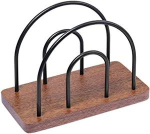 Wood Napkin Holder Farmhouse Fiber Wood Napkin Holder Brass <b>Weighted</b> <b>Arm</b> with Wooden Ball Napkin Tissue Holder - Product Image 6