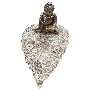 Support d'encens en forme de tête de Bouddha style antique Kalavastu, avec récupérateur de cendres, brûleur d'encens en aluminium pour bâtonnets d'encens, support Agarbatti en bois - Product Image 6