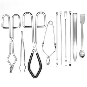 Kit de herramientas de laboratorio, pinzas de vaso de crisol, espátula de laboratorio, cuchara de prueba, abrazaderas de tubo, esterilizador de fuerza