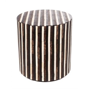 Taburete decorativo con incrustaciones de hueso, taburete de Color blanco y negro para uso doméstico y de oficina - Product Image 1