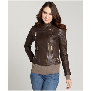 Chaqueta de cuero de motocicleta de piel de oveja genuina de alta calidad para mujer de temporada de invierno transpirable impermeable a prueba de viento - Product Image 1