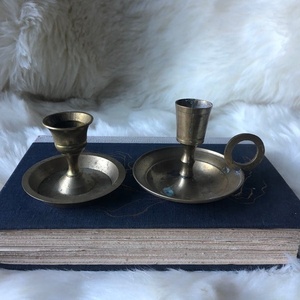 Vintage <b>Brass</b> <b>Candlestick</b> Holder Set Mismatched Design Home Decoration Durable Metal Finish - Product Image 1