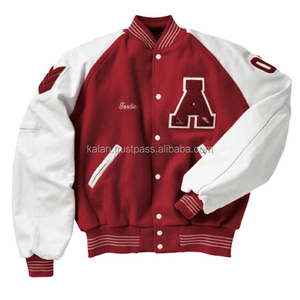 KVJ102 Veste universitaire en laine personnalisée pour hommes, design sans col avec broderie, décoration, manches raglan, patchs en chenille pour l'hiver - Product Image 1