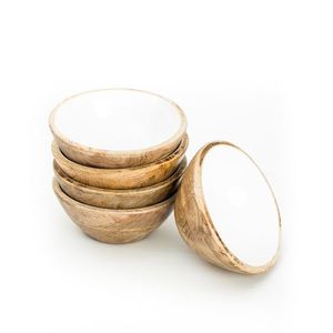 Bols de cuisine de luxe en bois de forme ronde fantaisie avec belle conception en émail Accessoires de bols de cuisine de qualité de luxe du fabricant indien - Product Image 5